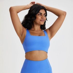 Girlfriend Collective Compressive Rib Blue Sports Bra